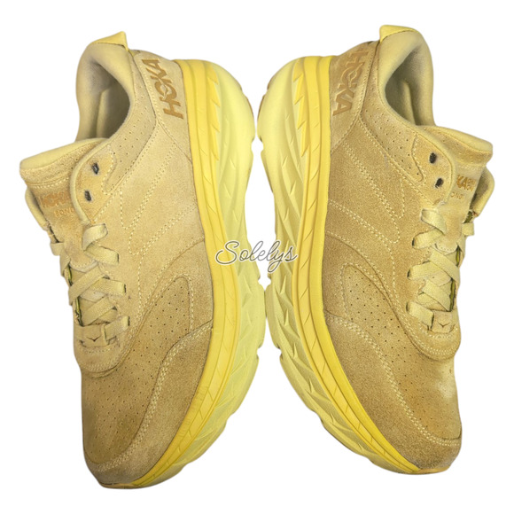 HOKA ONE Bondi L Suede Celery Lima Bean Green Yellow Sneaker Mens 10 Womens 11 - Picture 9 of 12